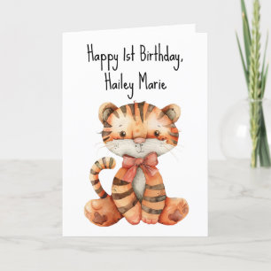 Carte De Remerciements Premier Anniversaire Stuffed Toy Tiger Personnalis
