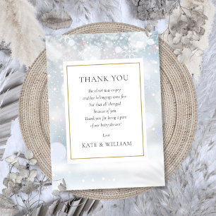 Carte De Remerciements Premier poème de Baby shower Snowflakes