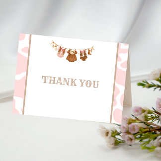 Carte De Remerciements Premier Rodéo Anniversaire Cowgirl Rose Western