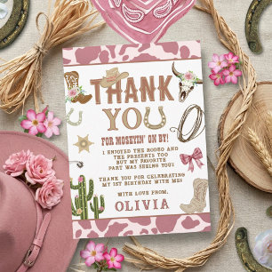 Carte De Remerciements Premier Rodéo Vacheresse Rose 1er Anniversaire