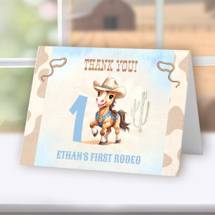 Carte De Remerciements Premier Rodéo Western Cowboy Horse Anniversaire Ga