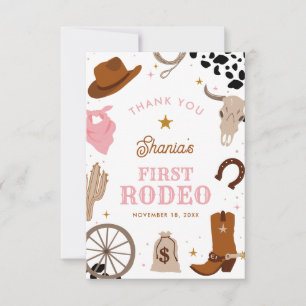 Carte De Remerciements Premier Rodéo Western Girl 1er Anniversaire