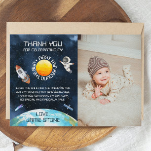 Carte De Remerciements Premier Tour Autour Du Soleil 1er Anniversaire Thè