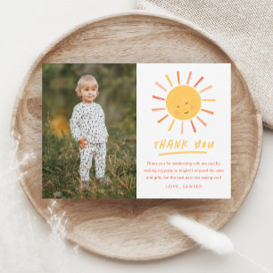 Carte De Remerciements Premier Tour Autour du Soleil Enfants Photo Annive