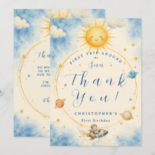 Carte De Remerciements Premier Tour Autour du Soleil Premier Anniversaire