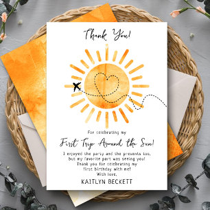 Carte De Remerciements Premier Voyage Autour Du Soleil 1Er Anniversaire