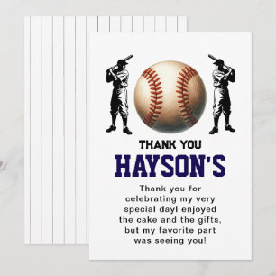 Carte De Remerciements Première année de baseball bas 1ère fête d'anniver