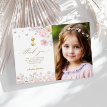 Première communion fille Floral pastel
