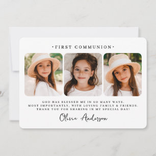 Carte De Remerciements Première communion photo moderne simple et chic