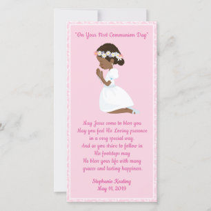 Carte De Remerciements Première Communion Signet Black Girl