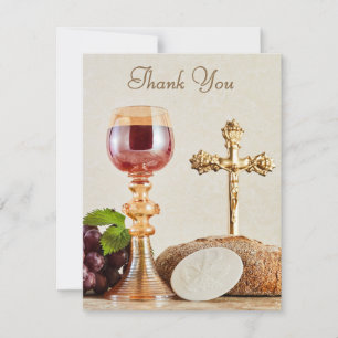 Carte De Remerciements Première Sainte Communion   Calice eucharistique é