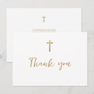 Carte De Remerciements Première Sainte Communion Croix en Or Blanc