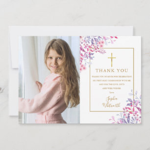 Carte De Remerciements Première Sainte Communion Fleurs sauvages Floral P