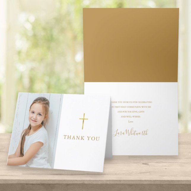 Carte De Remerciements Première Sainte Communion Signature or (Créateur téléchargé)