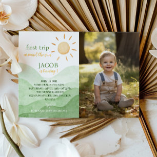 Carte De Remerciements Première Visite Autour Du Soleil Anniversaire Phot