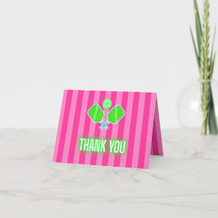 Carte De Remerciements Préparation aux rayures rose chaud néon vert lime