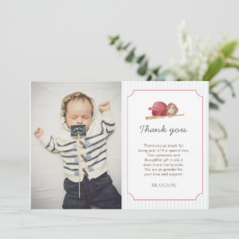 Carte De Remerciements Preppy Baseball First Birthday Elegant