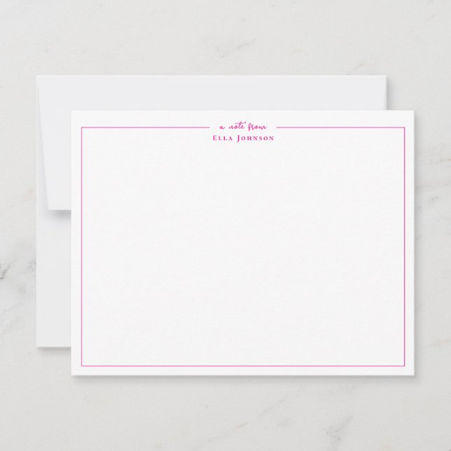 Carte De Remerciements Preppy Hot rose & White une note de (Devant)
