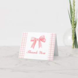 Carte De Remerciements Preppy Pink Bow En vichy Coquette Anniversaire