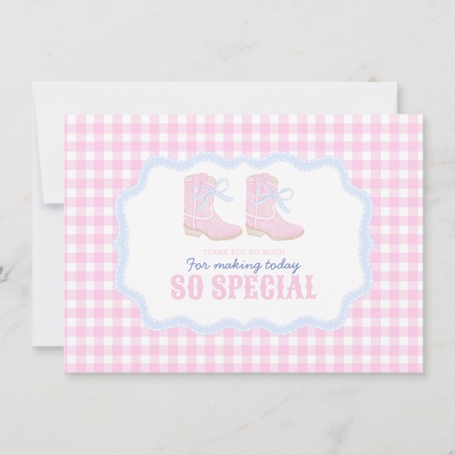 Carte De Remerciements Preppy Rodeo First Birthday Cowgirl Boots (Devant)