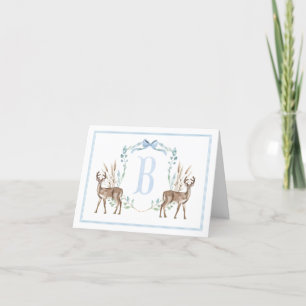 Carte De Remerciements Preppy Southern Blue Boy Deer Baby shower