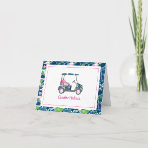 Carte De Remerciements Preppy Tropical Turtles Palm Beach Golf Cart