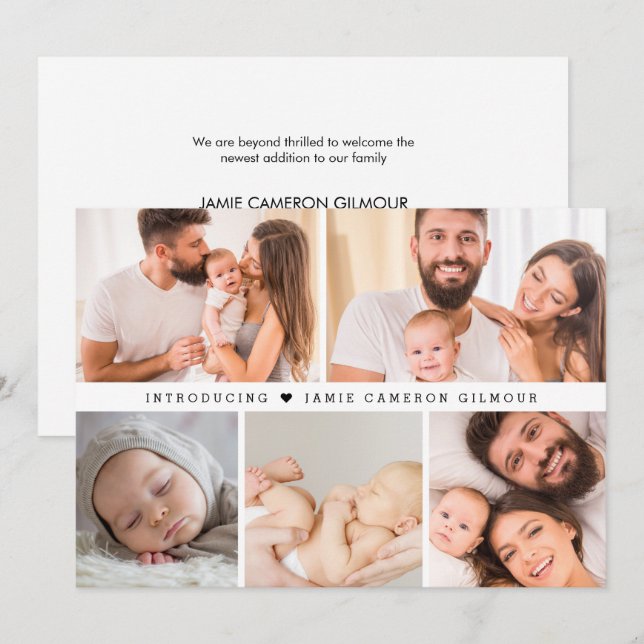 Carte De Remerciements Présentation de bébé Photo Collage Une naissance s (Devant / Derrière)