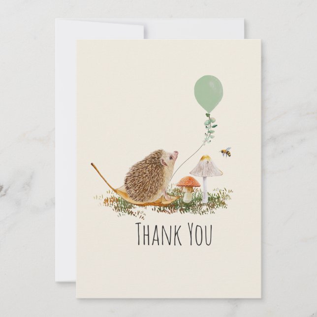 Carte De Remerciements Prêt pour la pop champignons Hérisson Baby shower (Devant)