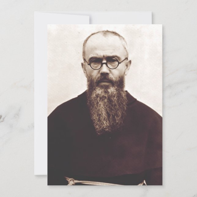 Carte De Remerciements Prêtre catholique polonais Saint Maximilian Kolbe (Devant)