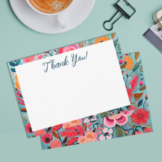 Carte De Remerciements Pretty Botanical Girly Floral Thank You