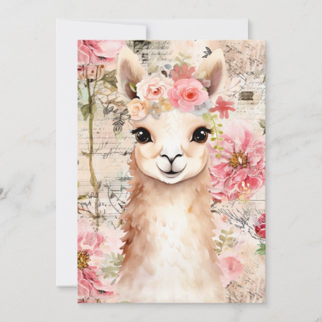 Carte De Remerciements Pretty Llama cards (blank inside) (Devant)