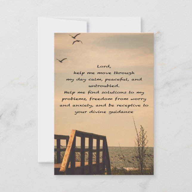 Carte De Remerciements Prière Serenity Peace Guidance Sunny Seascape (Devant)