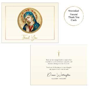 Carte De Remerciements Priez Madonna avec les funérailles catholiques Ros