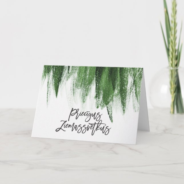 Carte De Remerciements Priezigus Ziemassvetkus Joyeux Noël Letton (Devant)