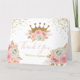 Carte De Remerciements Princess Floral Pink & Gold  Thank you card
