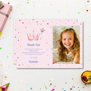 Carte De Remerciements Princess Pastel Filles roses Photo de fête d'anniv