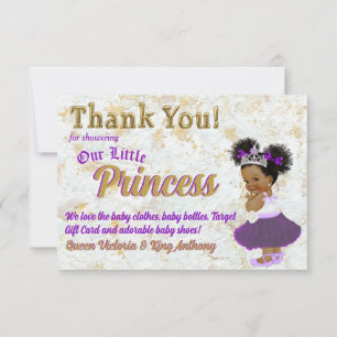 Carte De Remerciements Princesse Africaine Élégante Purple & Or