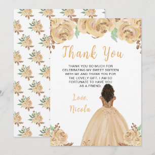 Carte De Remerciements Princesse Peach à la peau foncée Fleurie Sweet Sei