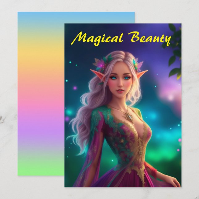 Carte De Remerciements Princesse pixie fée coloré magenta brillant joli (Devant / Derrière)