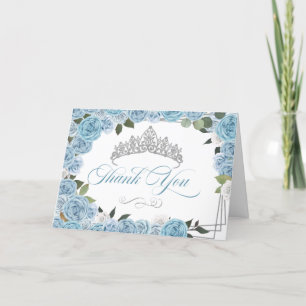 Carte De Remerciements Princesse Tiara Roses bleu clair 
