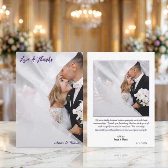 Carte De Remerciements Printed 3D Effect Lavender Calligraphy (Créateur téléchargé)