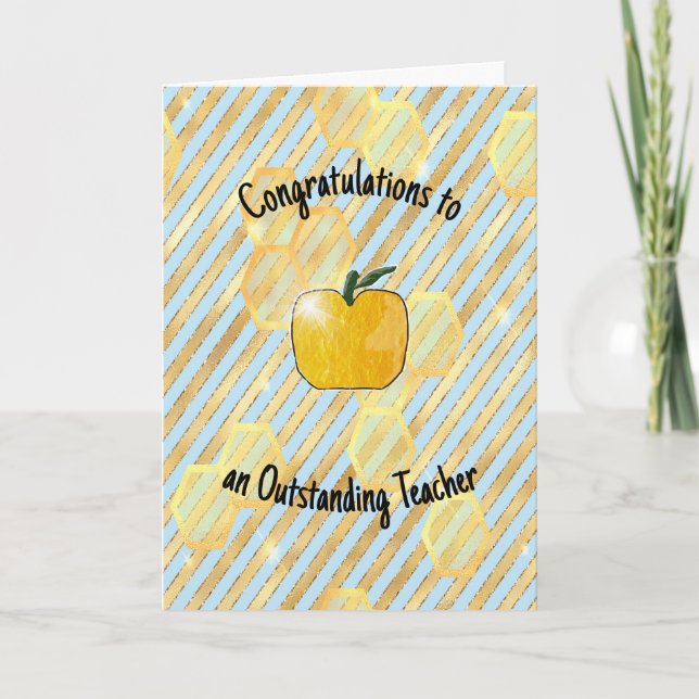 Carte De Remerciements Prix du meilleur enseignant de la pomme d'or (Devant)