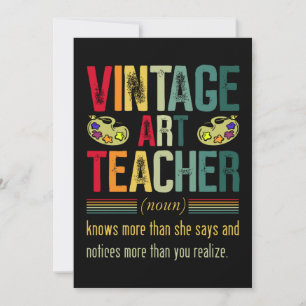 Carte De Remerciements Professeur d'Art vintage Funny Artiste Artiste Art