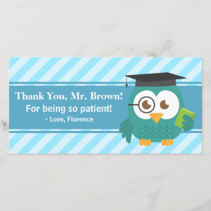 Carte De Remerciements Professeur de Merci, hibou de professeur, la