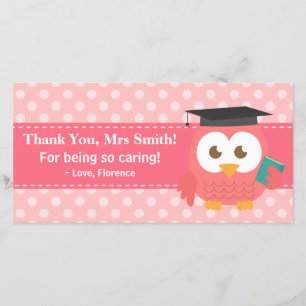 Carte De Remerciements Professeur de Merci, hibou de professeur, pois