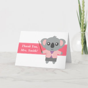 Carte De Remerciements Professeur de Merci, Ours de Cute Koala, Appréciat