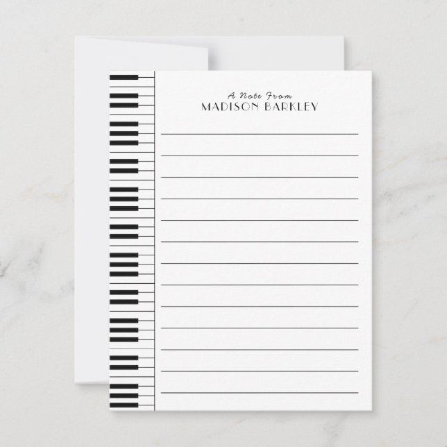 Carte De Remerciements Professeur de musique de piano (Devant)