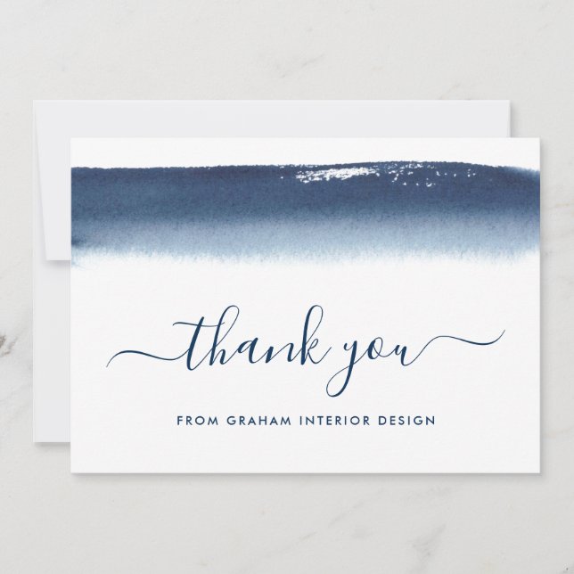 Carte De Remerciements Professionnel Elegant Marine Blue Business (Devant)