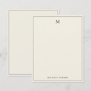 Carte De Remerciements Professionnel noir et écru monogrammé