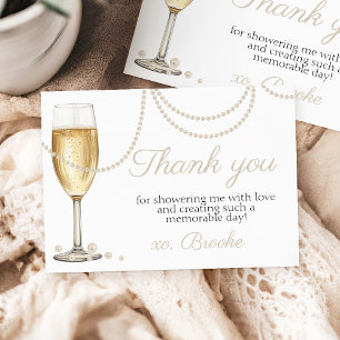 Carte De Remerciements Prosecco Perles élégant remerciement pour une Baby